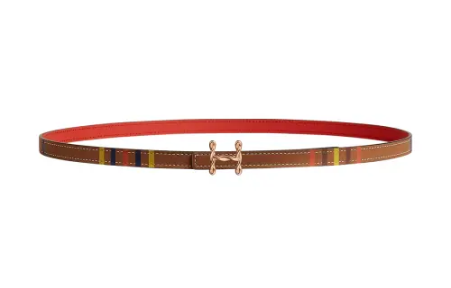 HERMES H Torsade Calfskin Leather Belts Women's Brown Width 1.3cm