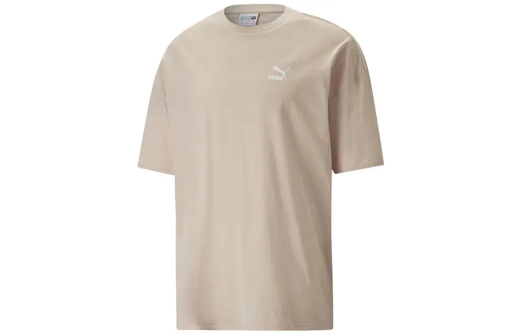 PUMA T-Shirts Men's Brown Crew Neck Moderate Straight Fit