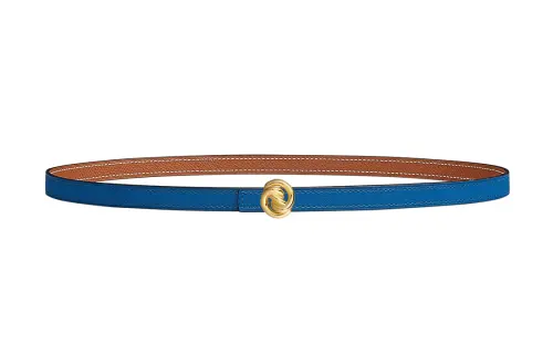 HERMES Calfskin Leather Belts Women's Blue Width 1.3cm