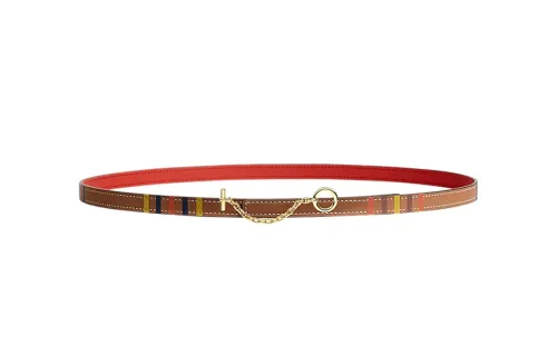 HERMES Carrousel Leather Belts Women's Brown, Orange