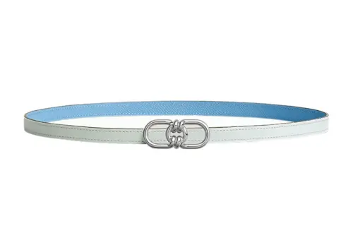 HERMES Calfskin Leather Belts Women's Blue Width 1.3cm