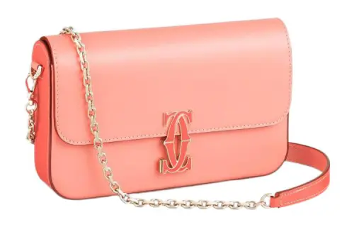CARTIER Calfskin Shoulder Bag, Crossbody Bag Mini Women's Coral