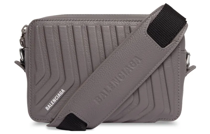 Balenciaga Car Grain Calfskin Camera Bag, Shoulder Bag, Crossbody Bag Men's Dark Gray