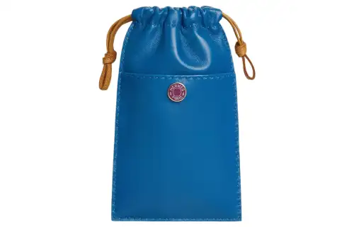 HERMES Pilo Milo Lambskin With Swift Calfskin Cell Phone Pouch Women's French Blue