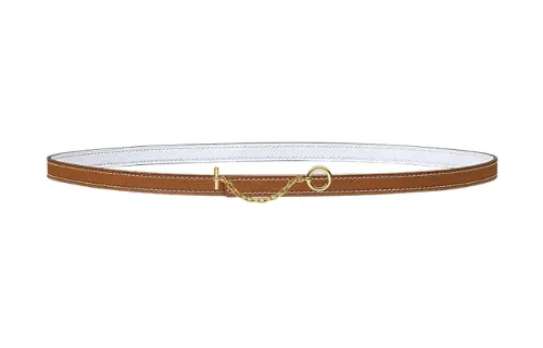 HERMES Carrousel Epsom Calfskin Double Sided Leather Belts Women's Brown Width 1.3cm