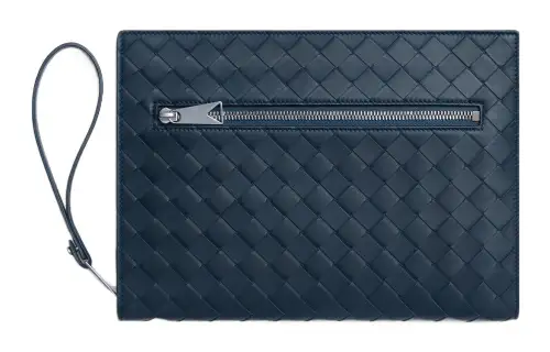 Bottega Veneta Leather Clutch Small Men's Dark Blue
