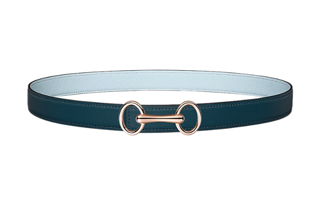HERMES Heritage Metal Calfskin Leather Belts Women's Width 2.4cm