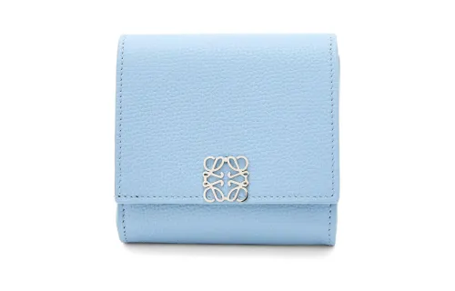 LOEWE Anagram Pebble Texture Calfskin Wallet Women's Blue