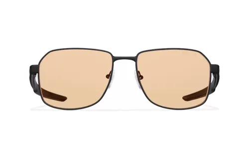 PRADA Metal Irregular Shape Sunglasses Men's Black