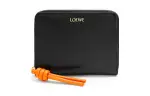LOEWE Nappa Cow Leather Wallet Women's Black/Bright Orange