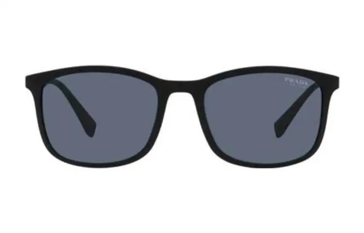 PRADA Nylon Irregular Shape Sunglasses Men's Black