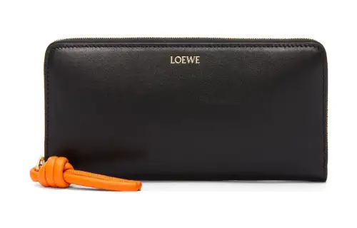 LOEWE Bright Nappa Calfskin Wallet Women's Black/Bright Orange