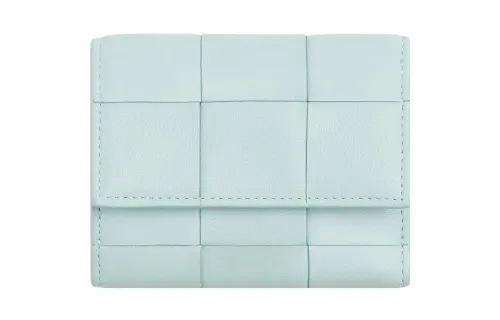 Bottega Veneta Sheepskin With Cow Leather Wallet Women's Water Duck Blue