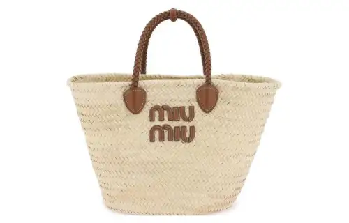 MIU MIU Calfskin Tote Bag, Shopping Bag, Shoulder Bag, Handbag Women's Beige