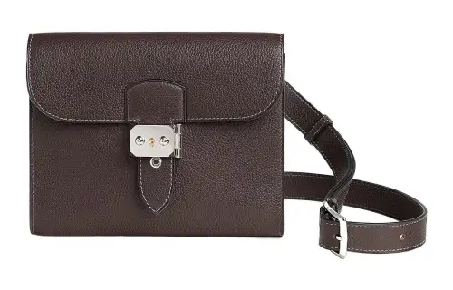 HERMES Sac A Depeches Barenia Faubourg Calfskin Messenger Bag, Crossbody Bag, Shoulder Bag Men's 46 Ebene Ebony