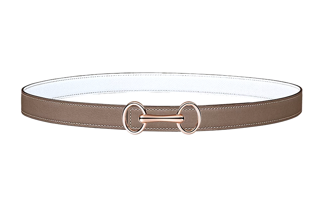HERMES Heritage Calfskin Leather Belts Women's Light Brown Width 2.4cm