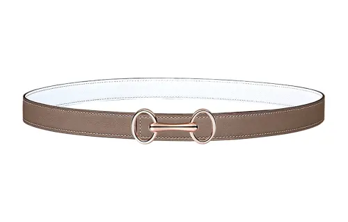 HERMES Heritage Calfskin Leather Belts Women's Light Brown Width 2.4cm