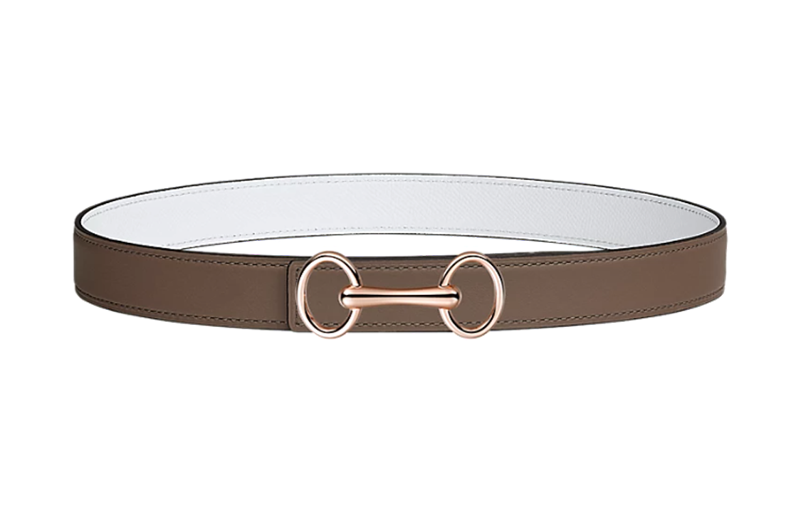 HERMES Heritage Metal Calfskin Leather Belts Women's Width 2.4cm