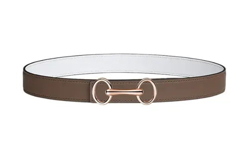 HERMES Heritage Metal Calfskin Leather Belts Women's Width 2.4cm