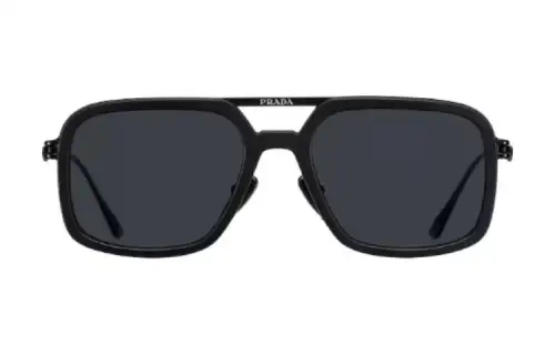 PRADA Metal Irregular Shape Sunglasses Men's Black
