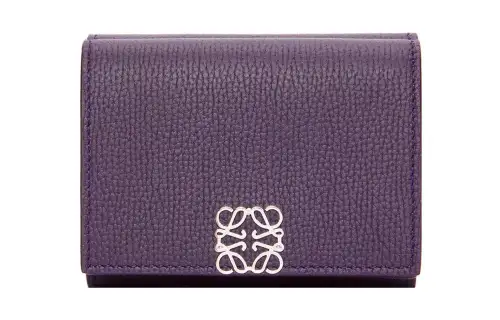 LOEWE Anagram Calfskin Wallet Women's Dark Purple Red