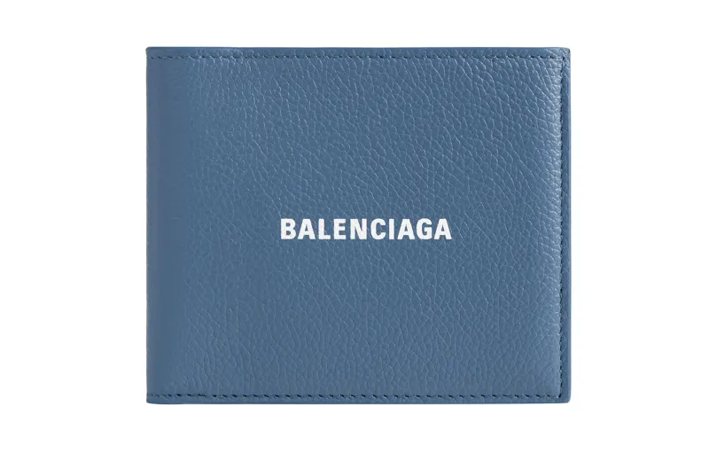 Balenciaga Cash Square Grain Calfskin Wallet Men's Blue