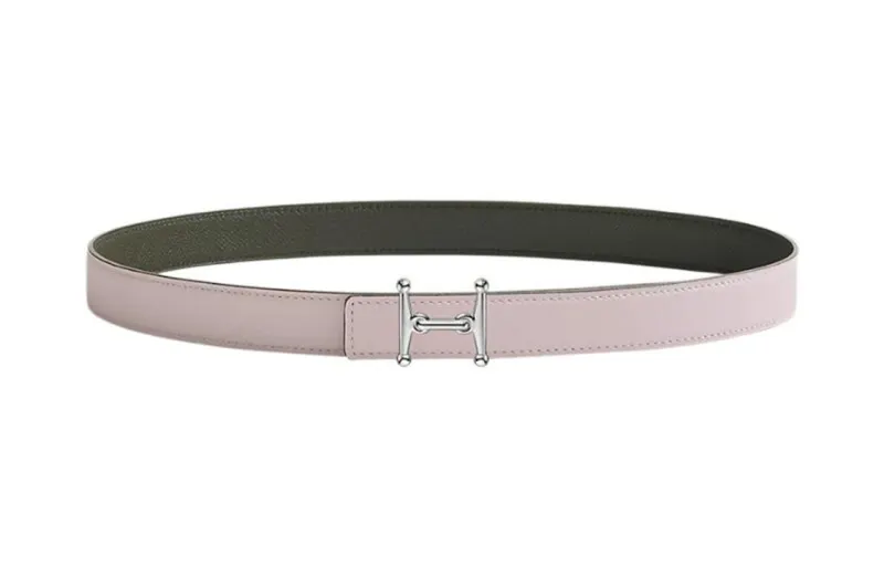 HERMES Calfskin Leather Belts Women's Pink Width 24mm