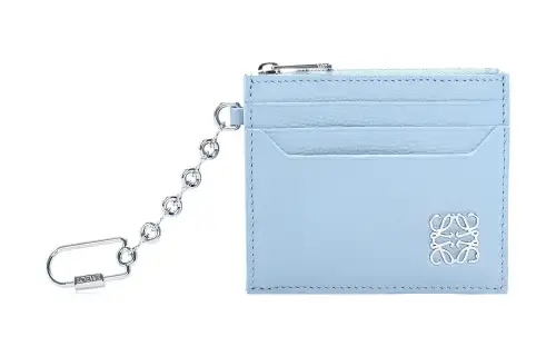LOEWE Anagram Pebble Texture Cow Leather Card Holder Women's Blue