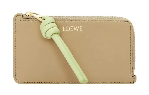 LOEWE Bright Nappa Cow Leather Card Holder Women's Clay Green/Lime Green