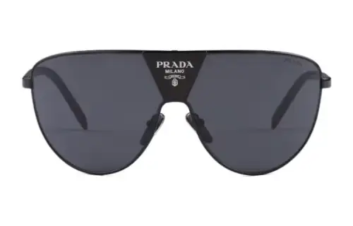PRADA Metal Irregular Shape Sunglasses Men's Black