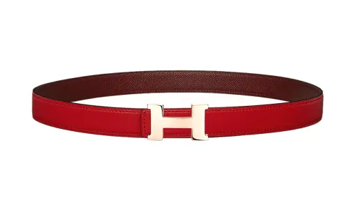 HERMES Mini Constance Calfskin Leather Belts Women's Heart Red/Hermes Red Width 2.4cm