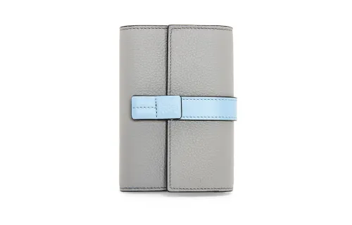 LOEWE Grain Cow Leather Wallet Small Women's Pearl Gray/Blue