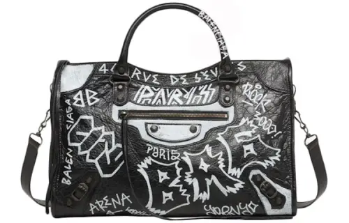 Balenciaga Classic City Graffiti Medium Black/White