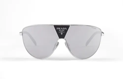 PRADA Metal Irregular Shape Sunglasses Men's Silver