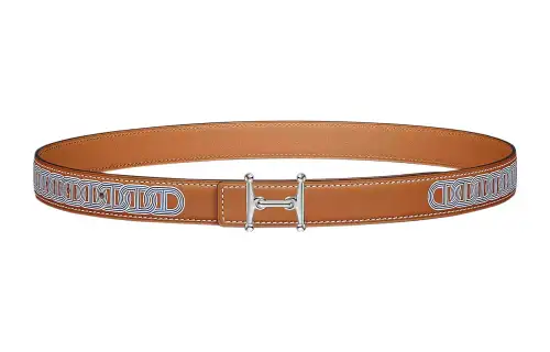 HERMES Mors Calfskin Leather Belts Women's Brown Width 2.4cm