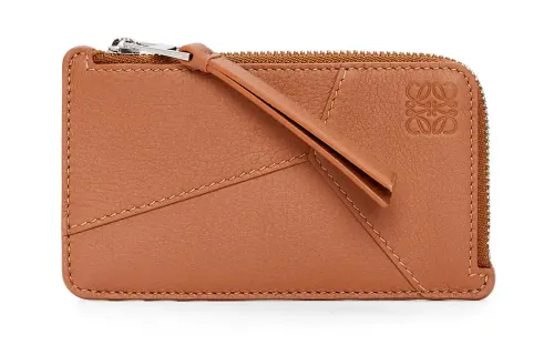 LOEWE Puzzle Cow Leather, Leather Card Holder Women's Tan