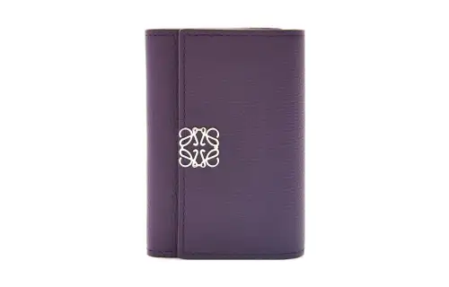 LOEWE Anagram Calfskin Wallet Small Women's Dark Purple Red