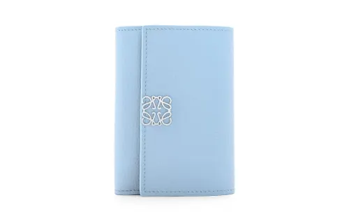 LOEWE Anagram Pebble Texture Calfskin Wallet Small Women's Blue