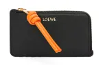 LOEWE Bright Nappa Cow Leather Card Holder Women's Black/Bright Orange