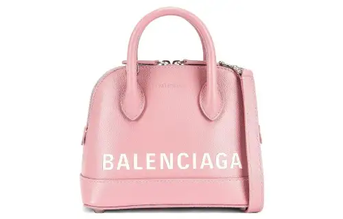 Balenciaga Ville Litchi Cow Leather Dome Bag, Shoulder Bag, Crossbody Bag, Handbag Extra Small Women's Pink