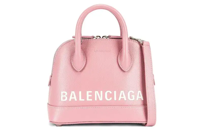 Balenciaga Ville Litchi Cow Leather Dome Bag, Shoulder Bag, Crossbody Bag, Handbag Extra Small Women's Pink