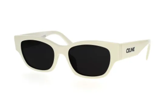 CELINE Acetate Irregular Shape Sunglasses Women's Beige