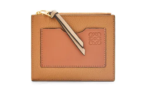 LOEWE Grain Calfskin Coin Purse, Card Holder Women's Toffee/Tan