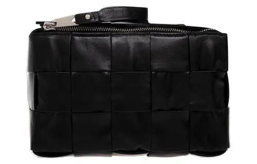 Bottega Veneta Cow Leather Travel Bag Toiletry Bag Men's Black
