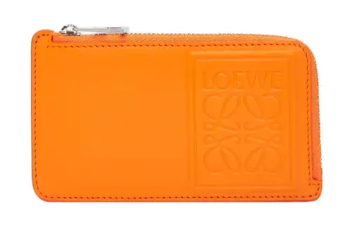 LOEWE Satin Calfskin Wallet, Card Holder Men's Bright Orange