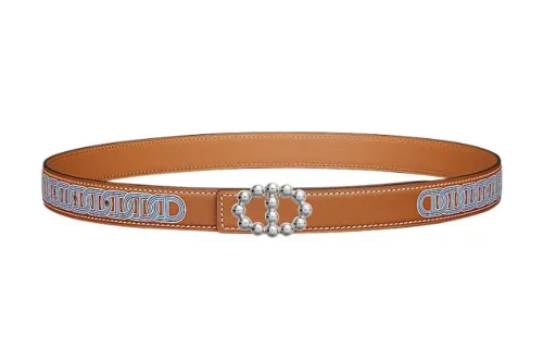HERMES Calfskin Leather Belts Women's Brown Width 24mm