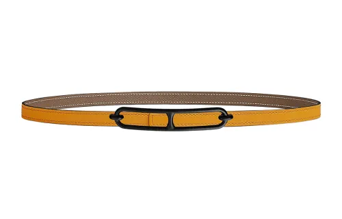 HERMES Double sided Roulis Calfskin Leather Belts Women's Width 1.3cm