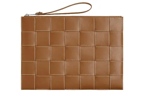 Bottega Veneta Cow Leather Clutch Large Men's Coffee