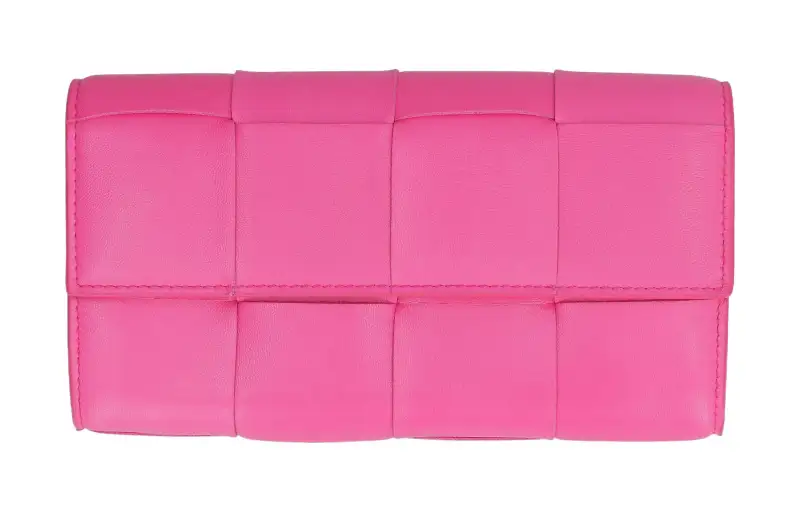 Bottega Veneta Lambskin With Calfskin Wallet Women's Pink