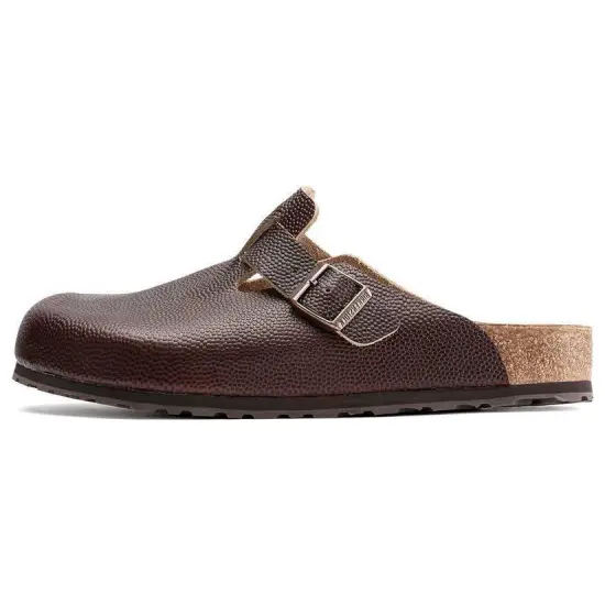 Birkenstock Boston Super Grip Embossed Natural Leather Roast Brown